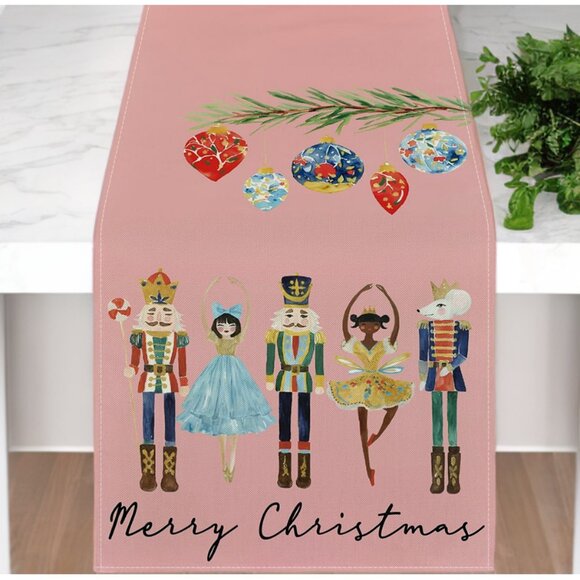 Pink Nutcracker Table Runner Christmas Decor Decorative Cloth Holiday Decoration - Picture 2 of 7